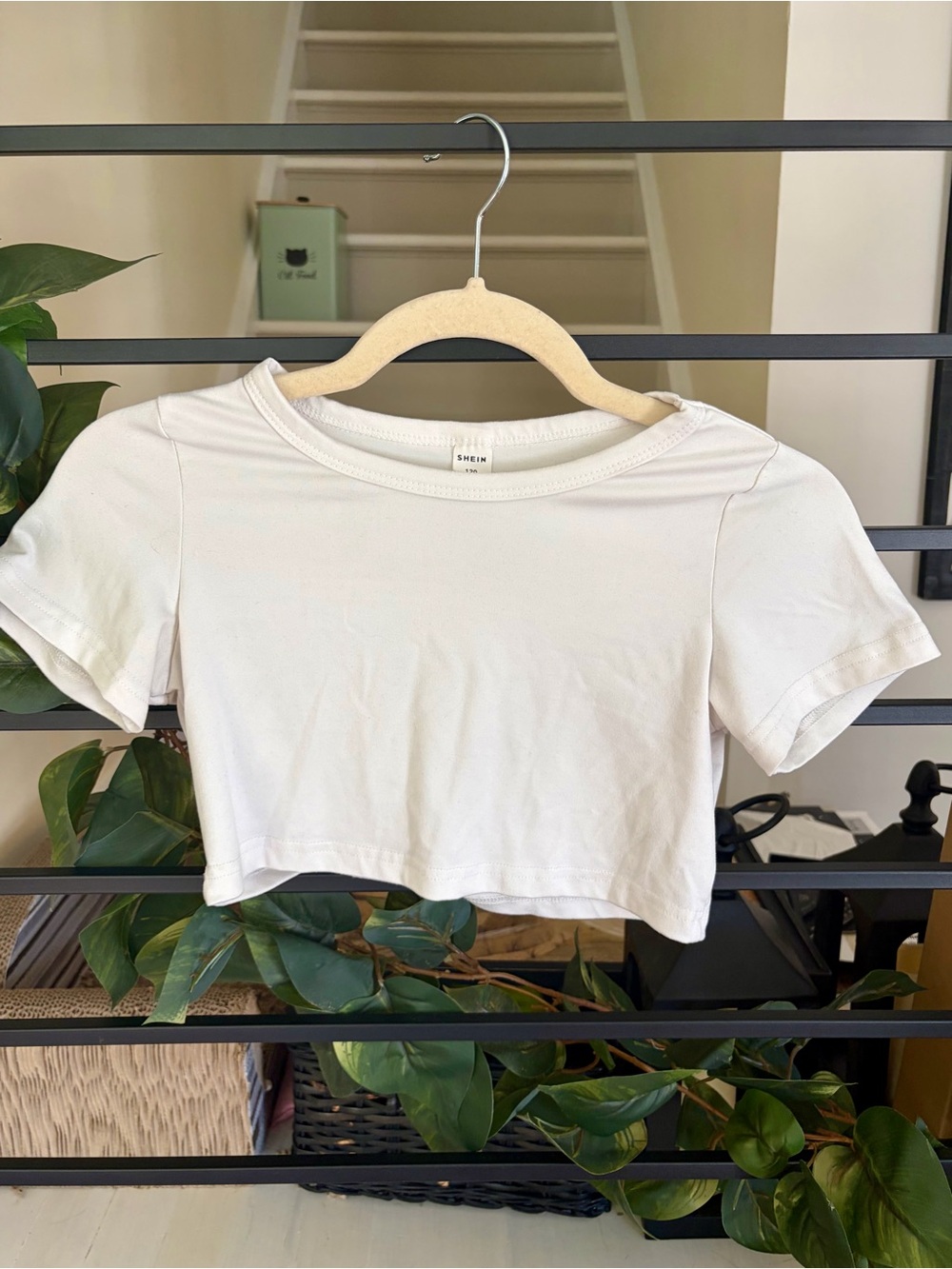 SHEIN Kids Crop Tee Bundle White Black Gray Size 120 (3 Shirts)